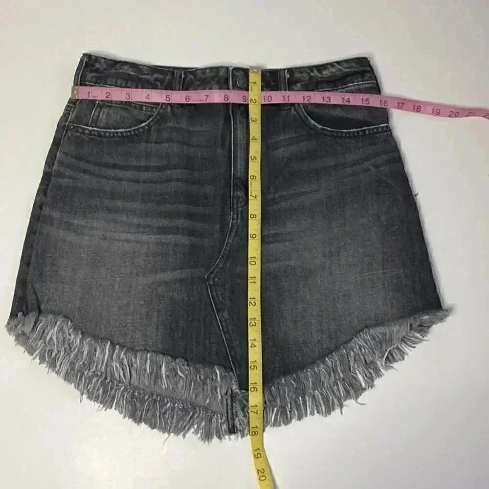 We The Free People Bailey Mini Skirt Frayed Denim - Picture 2 of 7